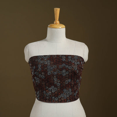 Black Cotton Bengal Kantha Stitch Blouse Piece 