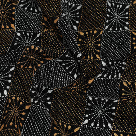 Black Cotton Bengal Kantha Stitch Blouse Piece 