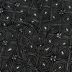 Black Cotton Bengal Kantha Stitch Blouse Piece 