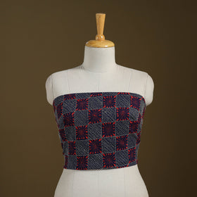 Black Cotton Bengal Kantha Stitch Blouse Piece 