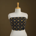 Black Cotton Bengal Kantha Stitch Blouse Piece 
