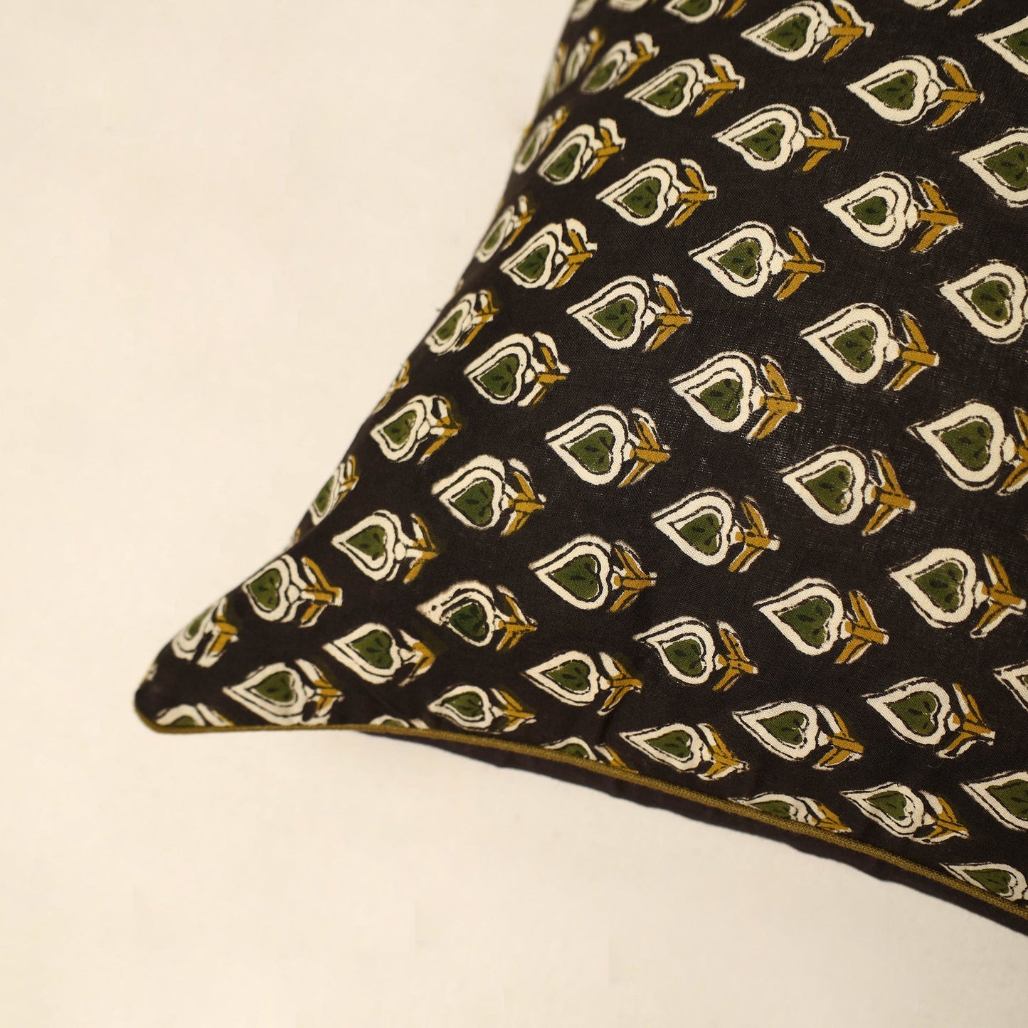 Black - Cotton Block Printed Bagru Cushion Cover (16 x 16 in) 18