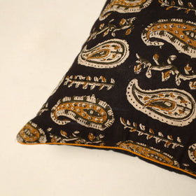  Black Cotton Block Printed Bagru Cushion Cover