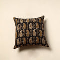  Black Cotton Block Printed Bagru Cushion Cover