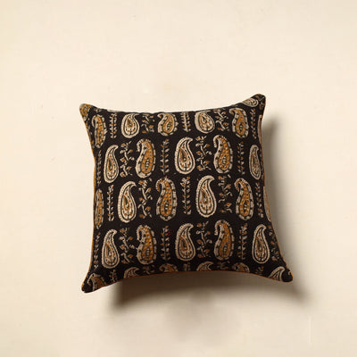  Black Cotton Block Printed Bagru Cushion Cover