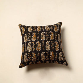  Black Cotton Block Printed Bagru Cushion Cover