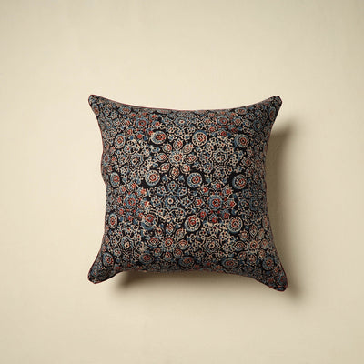 Black Ajrakh Block Print Cotton Cushion Cover
