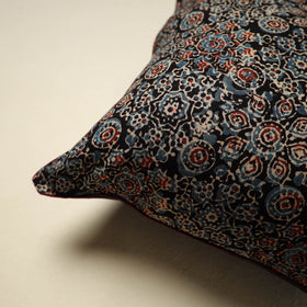 Black Ajrakh Block Print Cotton Cushion Cover