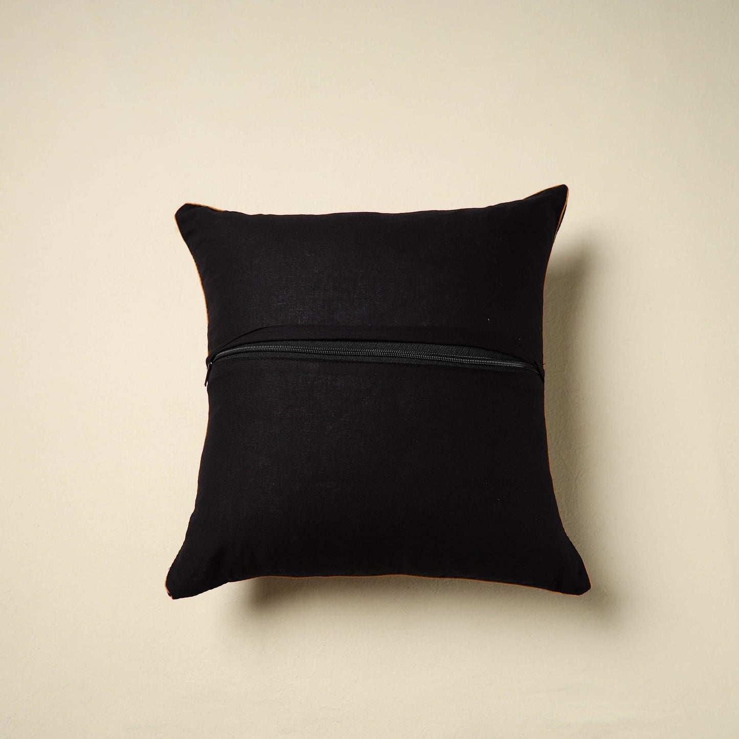 Black Ajrakh Block Print Cotton Cushion Cover