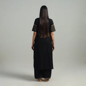  Black Cotton Dharwad Kurta Set with Palazzo & Dupatta