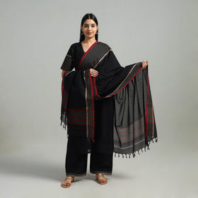  Black Cotton Dharwad Kurta Set with Palazzo & Dupatta
