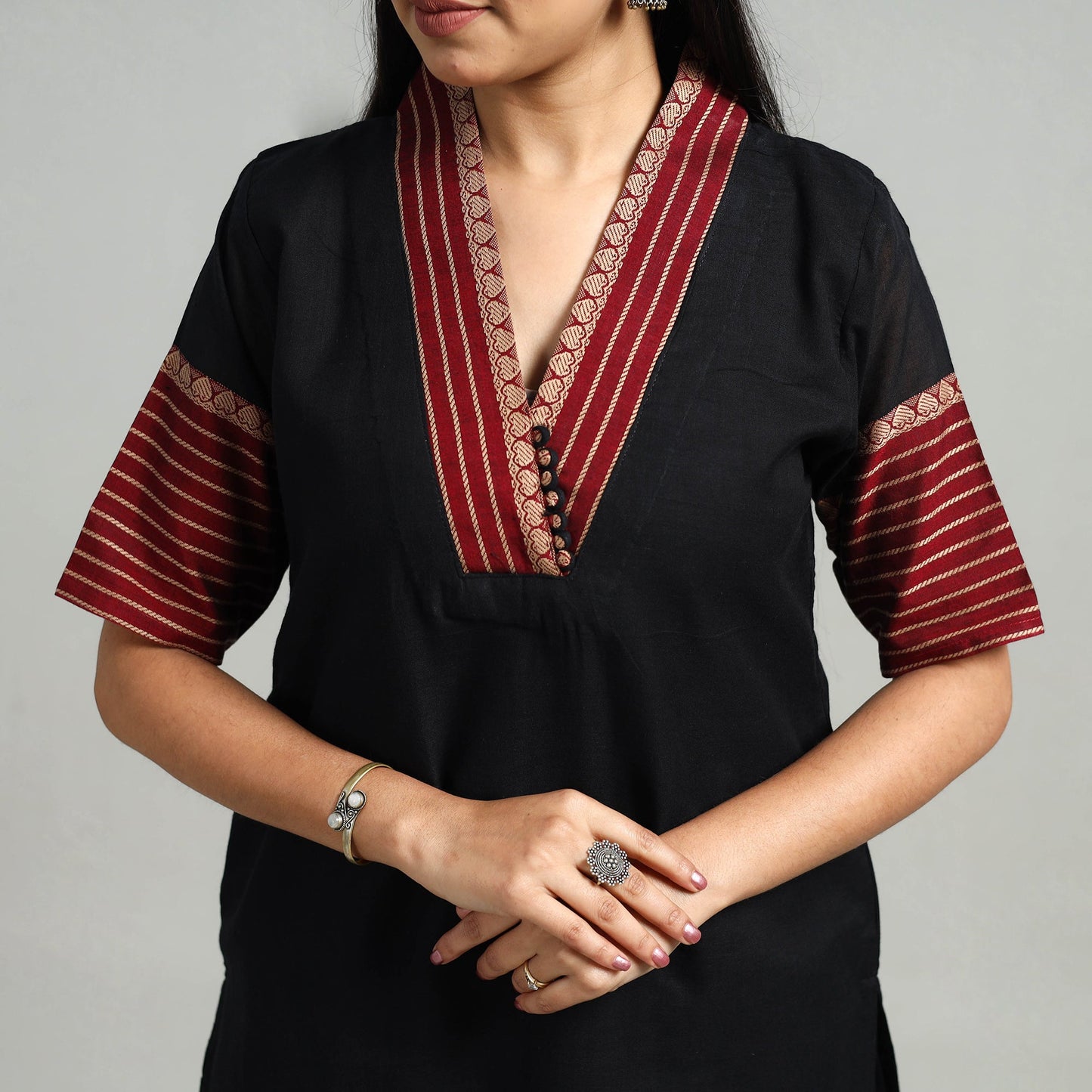 Buy Black Cotton Dharwad Kurta Set with Palazzo & Dupatta