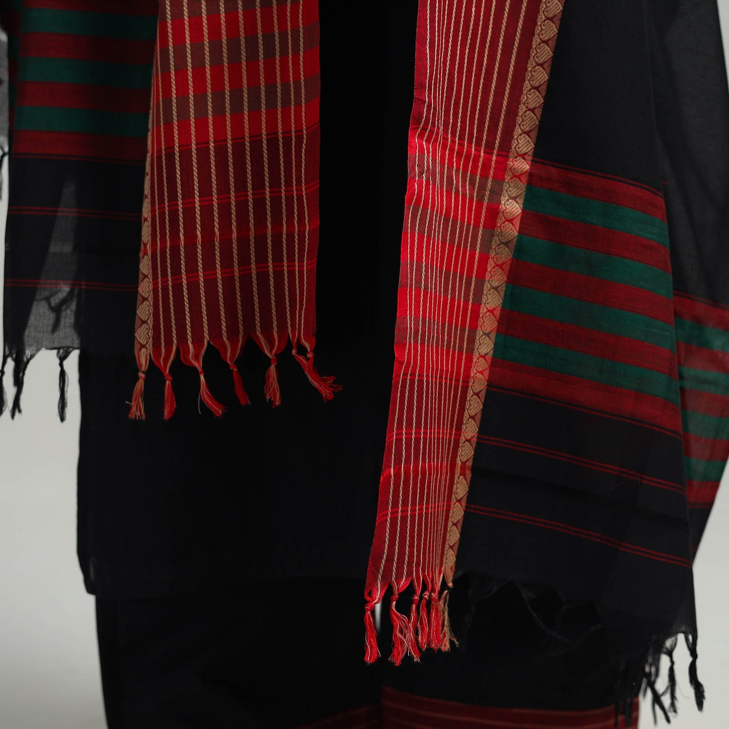 Buy Black Cotton Dharwad Kurta Set with Palazzo & Dupatta