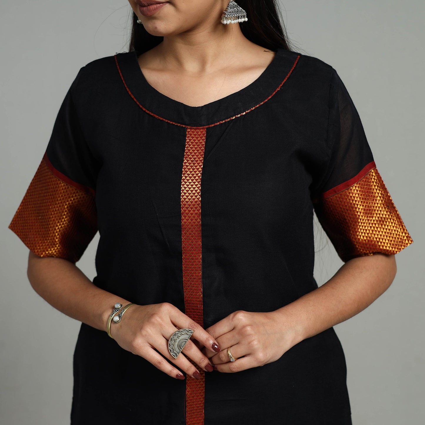 Buy Cotton Black Dharwad Kurta Set with Palazzo & Dupatta