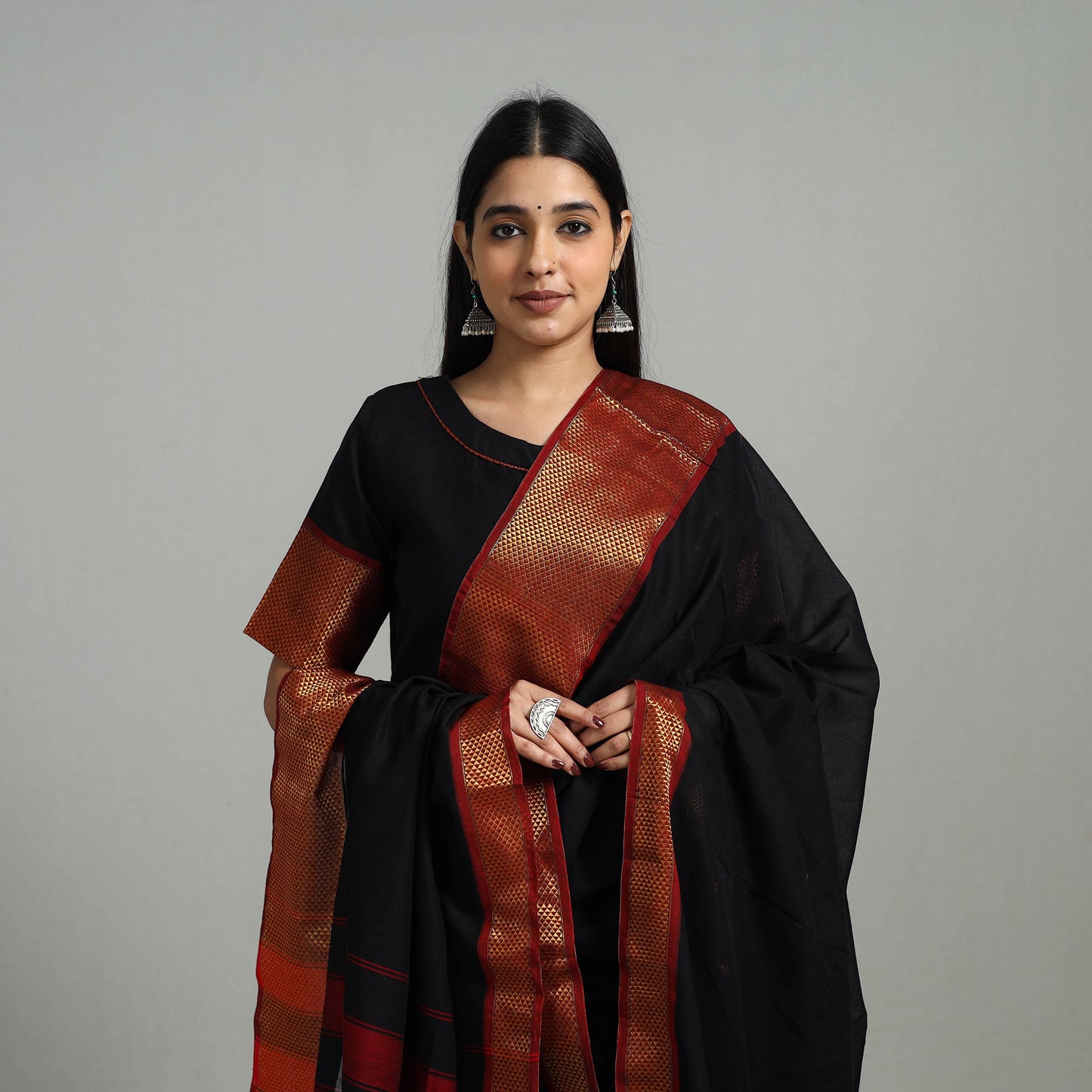 Buy Cotton Black Dharwad Kurta Set with Palazzo & Dupatta
