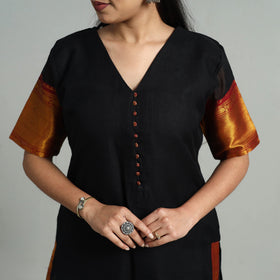  Black Cotton Dharwad Kurta Set with Palazzo & Dupatta