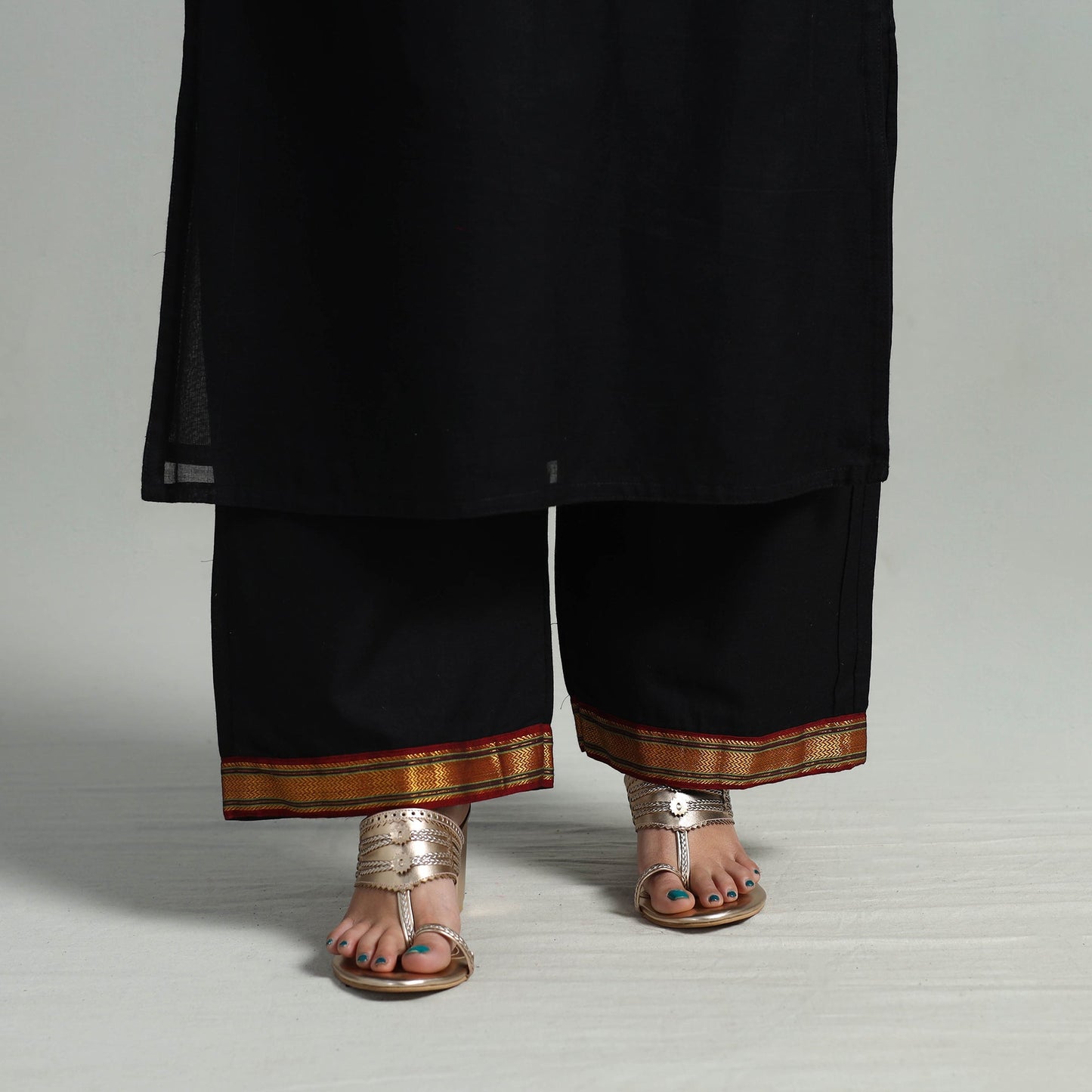 Buy Cotton Black Dharwad Kurta Set with Palazzo & Dupatta