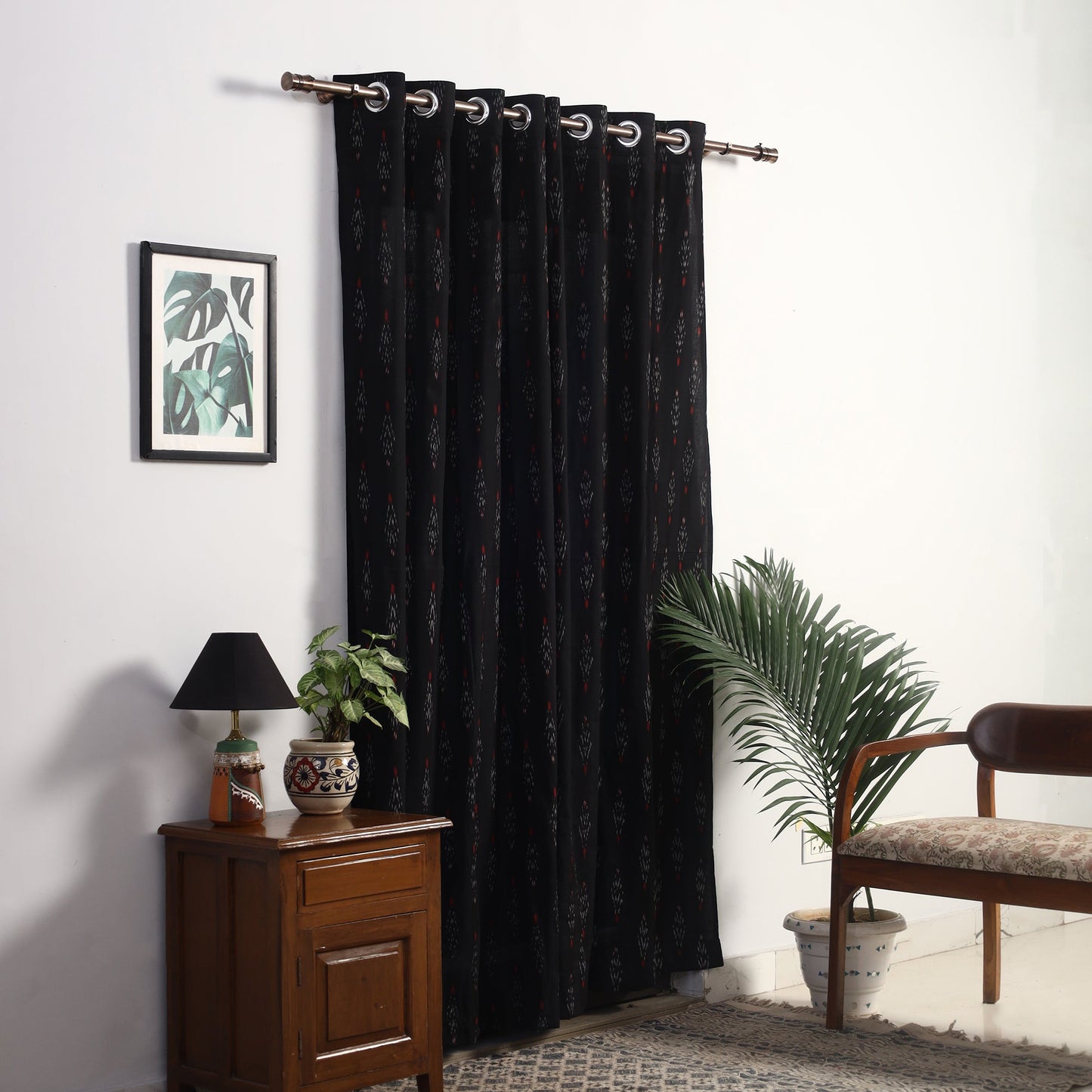 Buy Cotton Door Black Pochampally Ikat Curtain