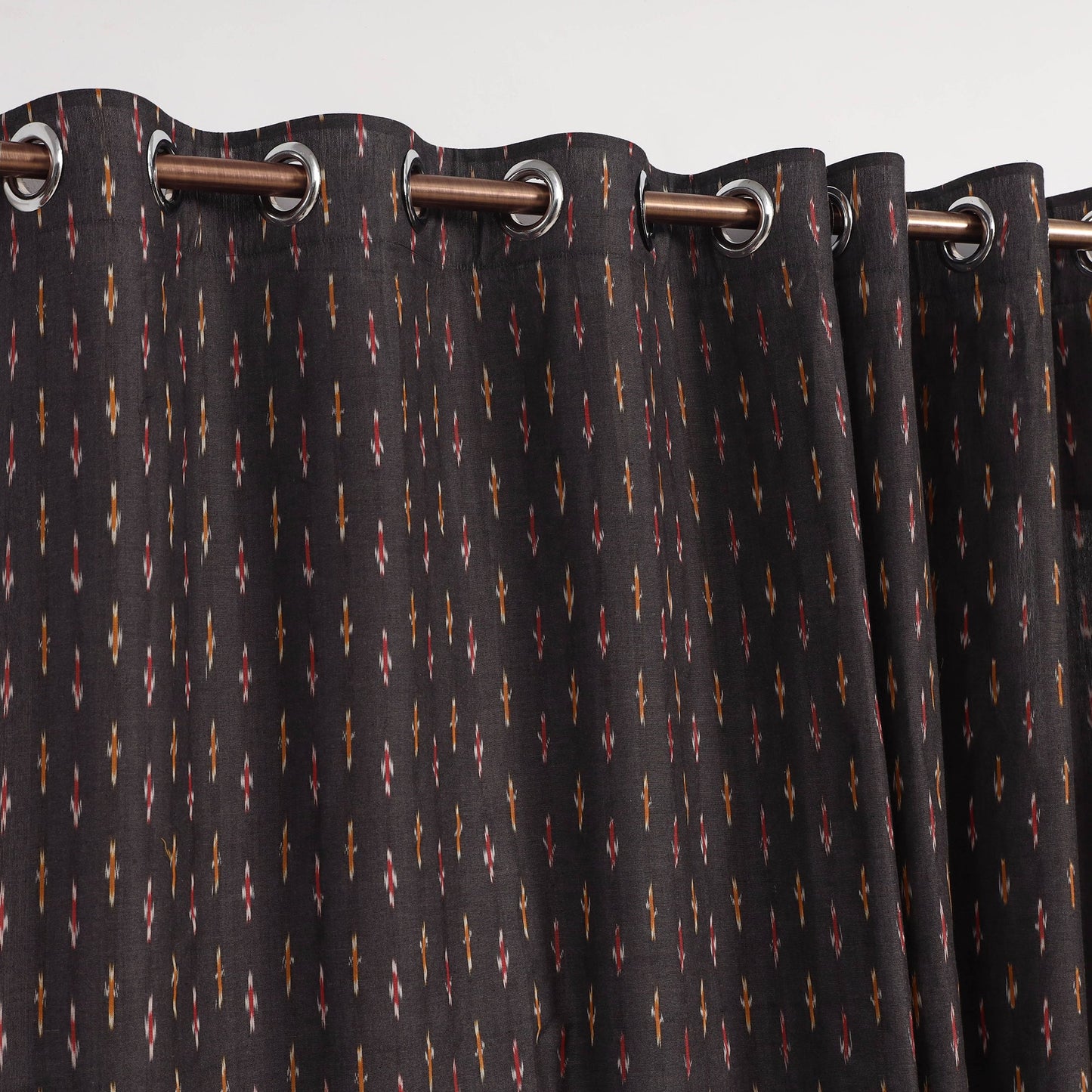 Black - cotton door pochampally ikat curtain (7 x 3 feet)