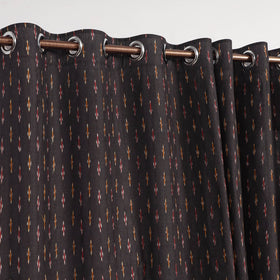 Black - cotton door pochampally ikat curtain (7 x 3 feet)