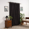 Black - cotton door pochampally ikat curtain (7 x 3 feet)