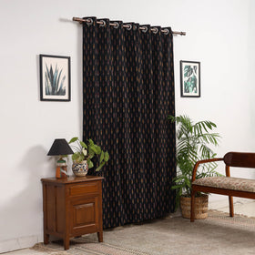 Black - cotton door pochampally ikat curtain (7 x 3 feet)