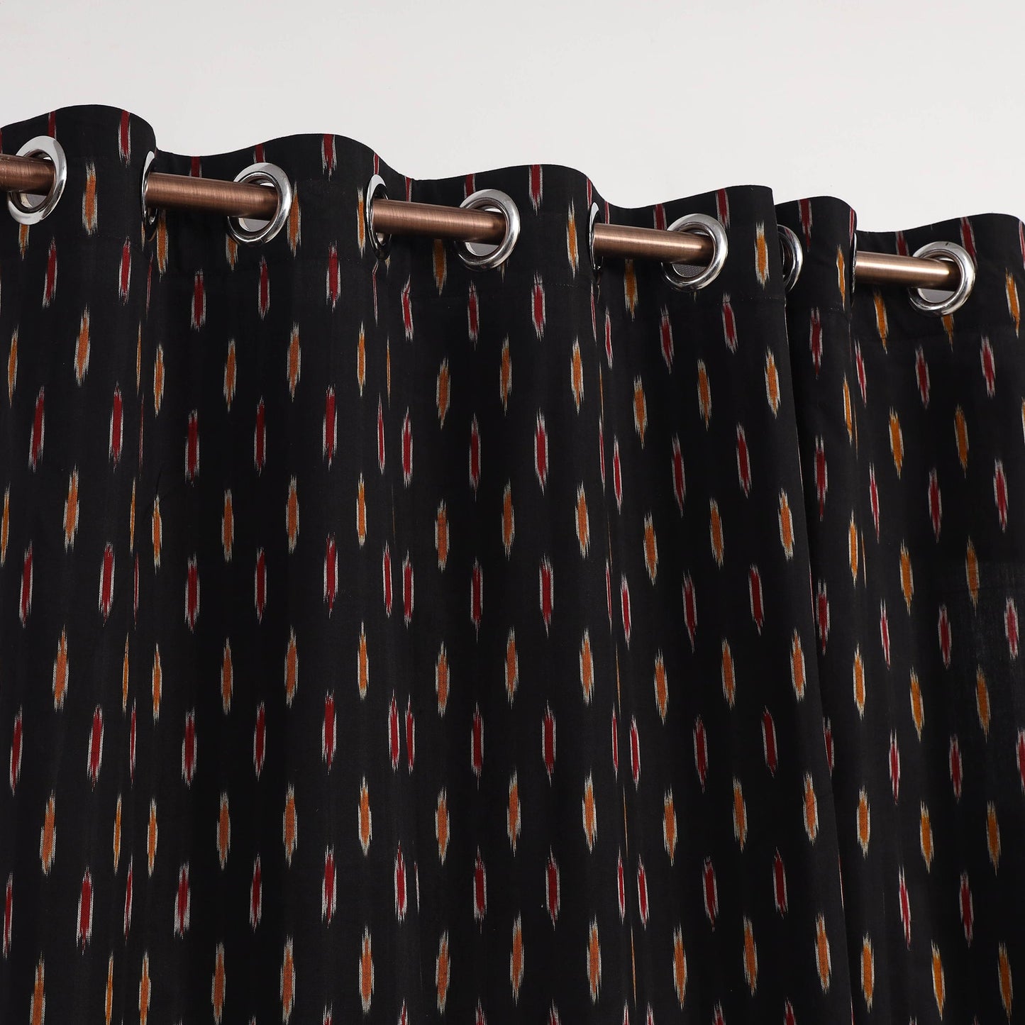 Black - cotton door pochampally ikat curtain (7 x 3 feet)