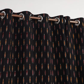 Black - cotton door pochampally ikat curtain (7 x 3 feet)