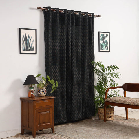 Black - cotton door pochampally ikat curtain (7 x 3 feet)
