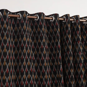 Black - cotton door pochampally ikat curtain (7 x 3 feet)