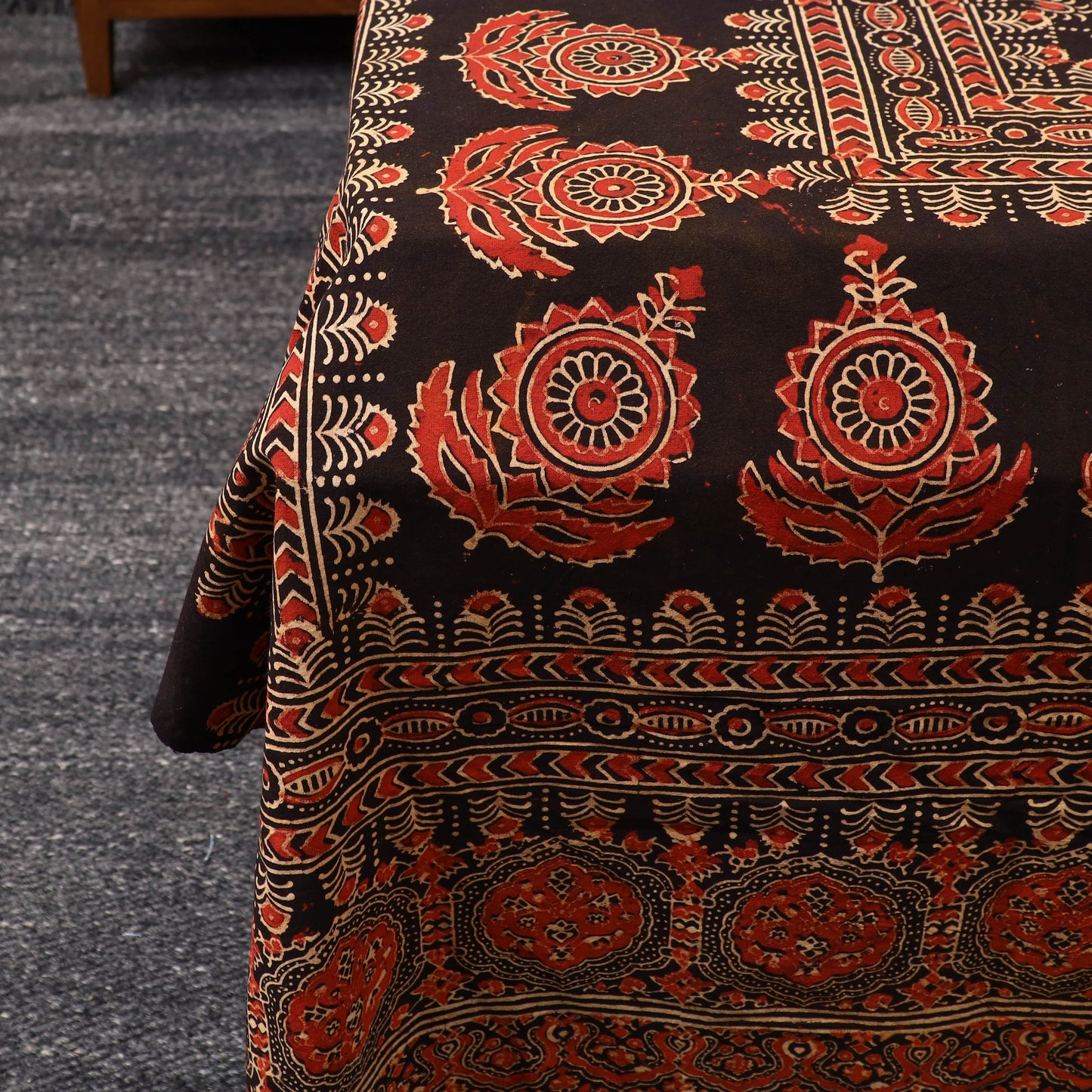 Black - cotton double bed sheet set 01 - handcrafted