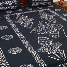Black - cotton double hand batik bed sheet set 02