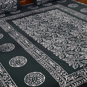 Black - cotton double hand batik bed sheet set 17