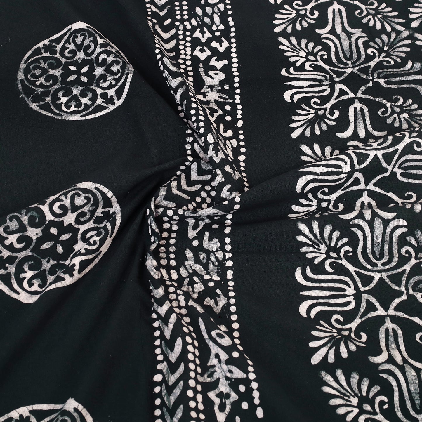 Black - cotton double hand batik bed sheet set 17