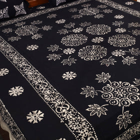 Black - cotton double hand batik bed sheet set 28
