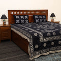Black - cotton double hand batik bed sheet set 28
