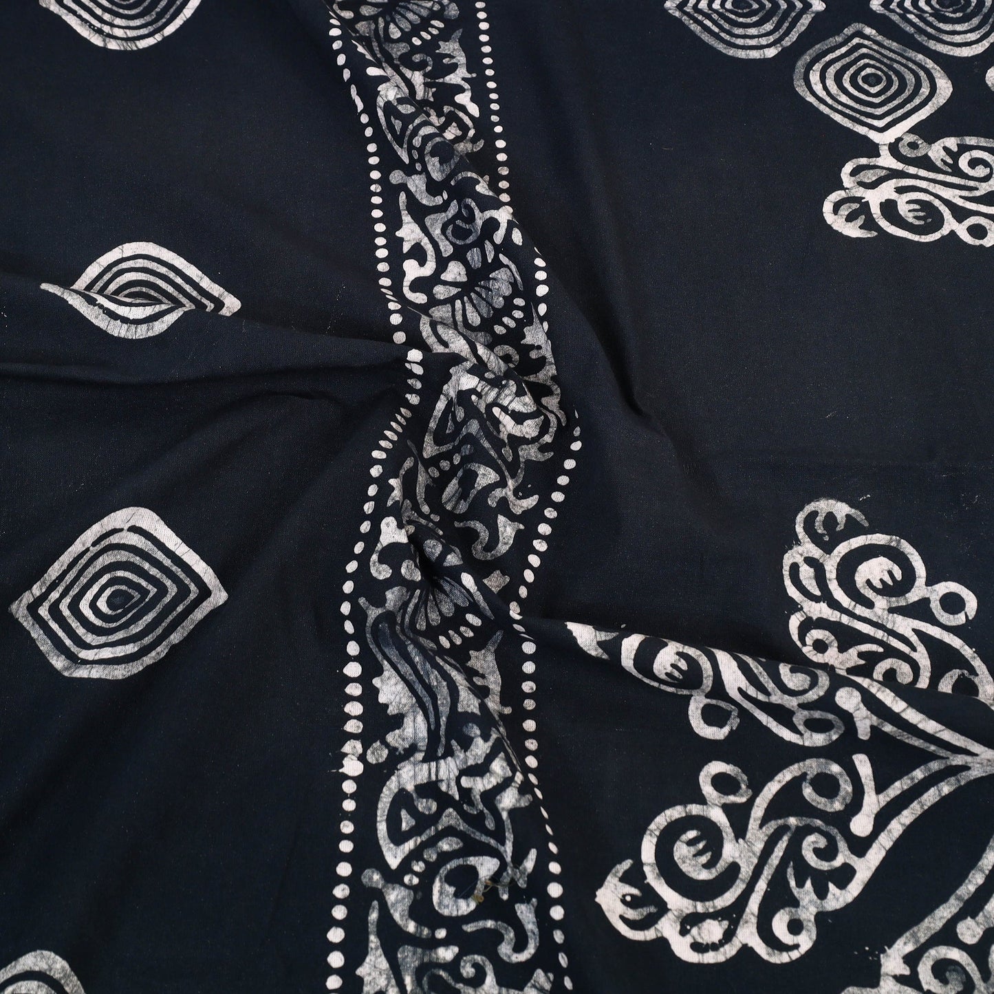 Black - Cotton Double Hand Batik Print Bed Sheet Set 51