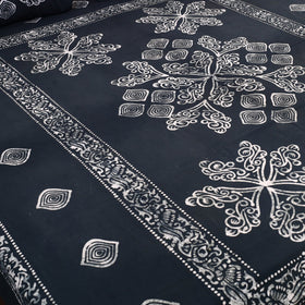 Black - Cotton Double Hand Batik Print Bed Sheet Set 51
