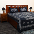 Black - Cotton Double Hand Batik Print Bed Sheet Set 51
