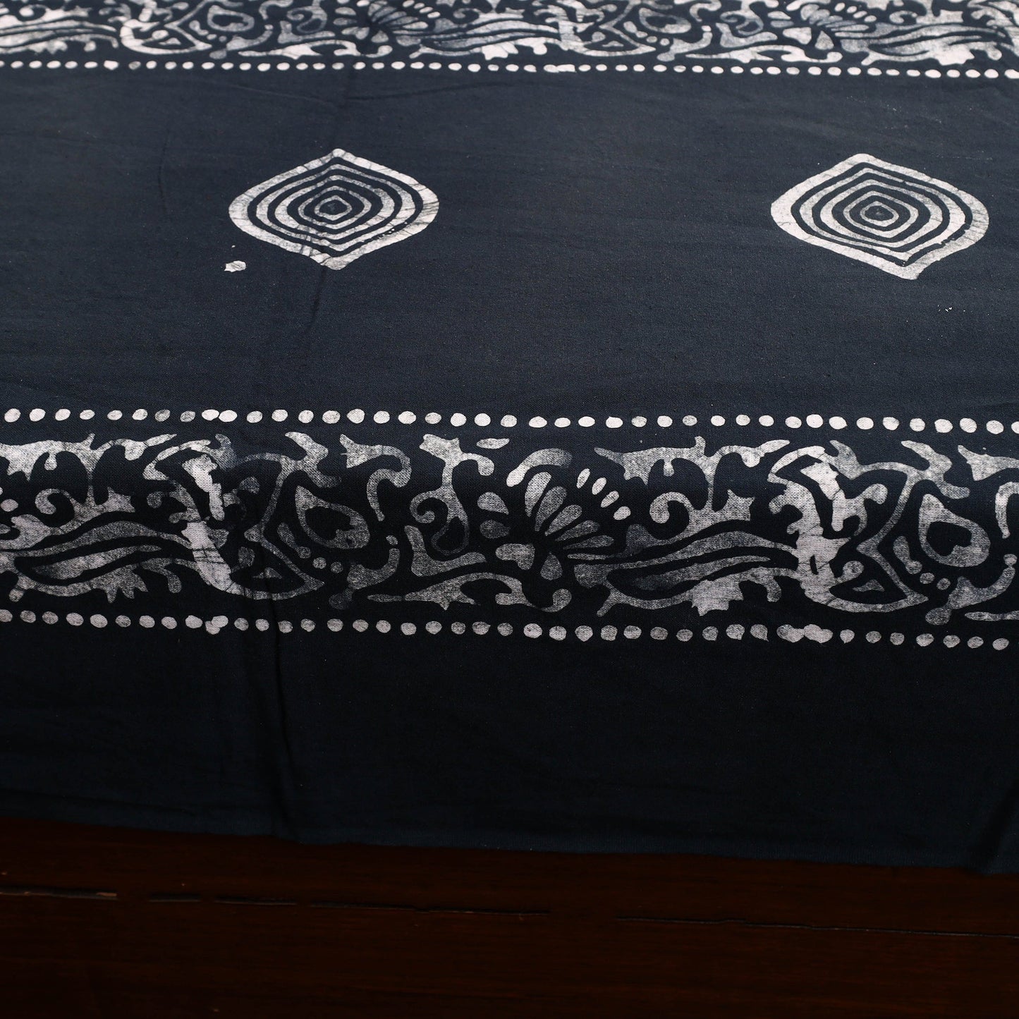 Black - Cotton Double Hand Batik Print Bed Sheet Set 51