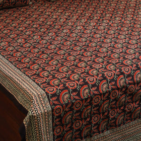 Black - cotton double sanganeri bed sheet set (108 x 90 in)
