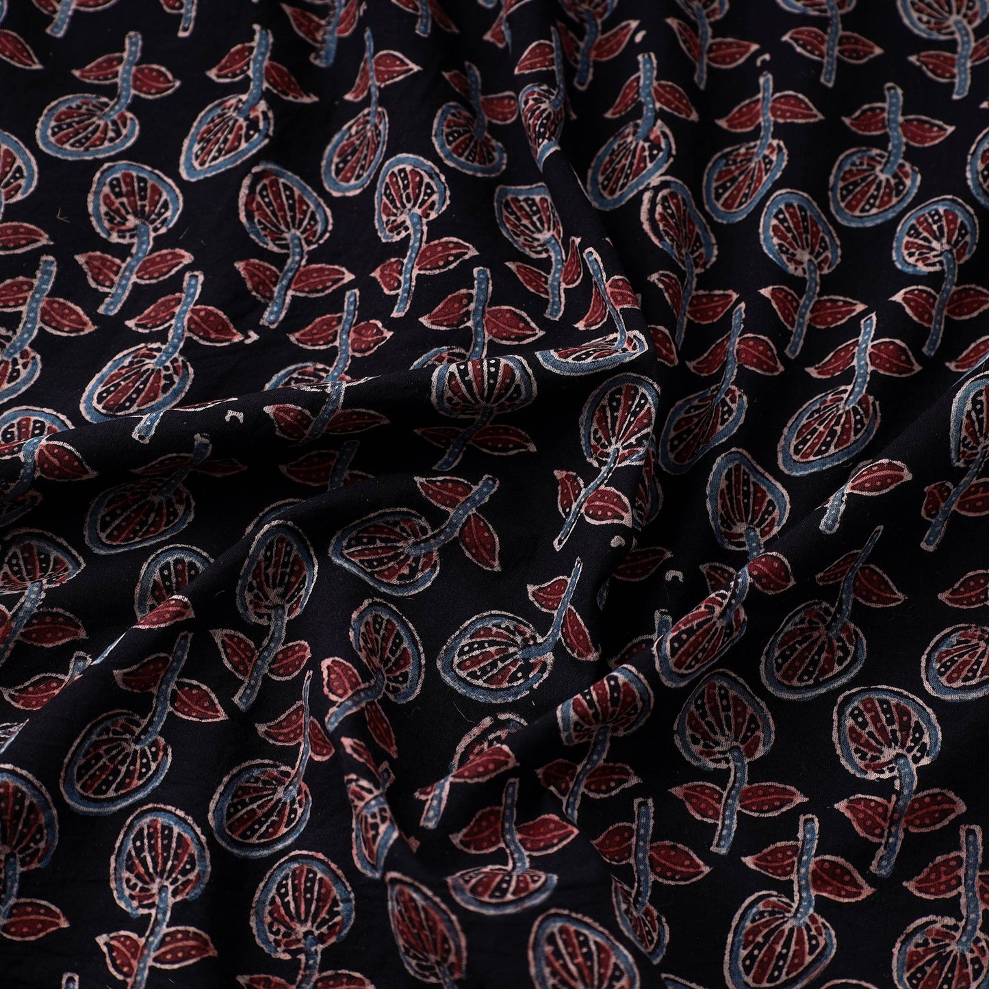  Black Block Print Cotton Ajrakh Fabric 