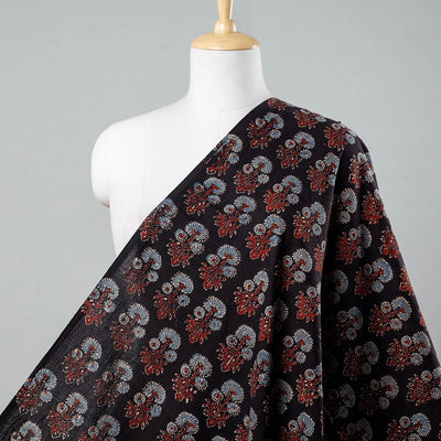 Buy Black Block Print Cotton Ajrakh Fabric