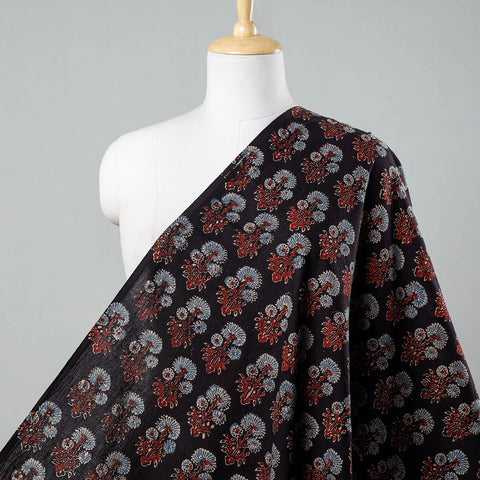 Buy Black Block Print Cotton Ajrakh Fabric