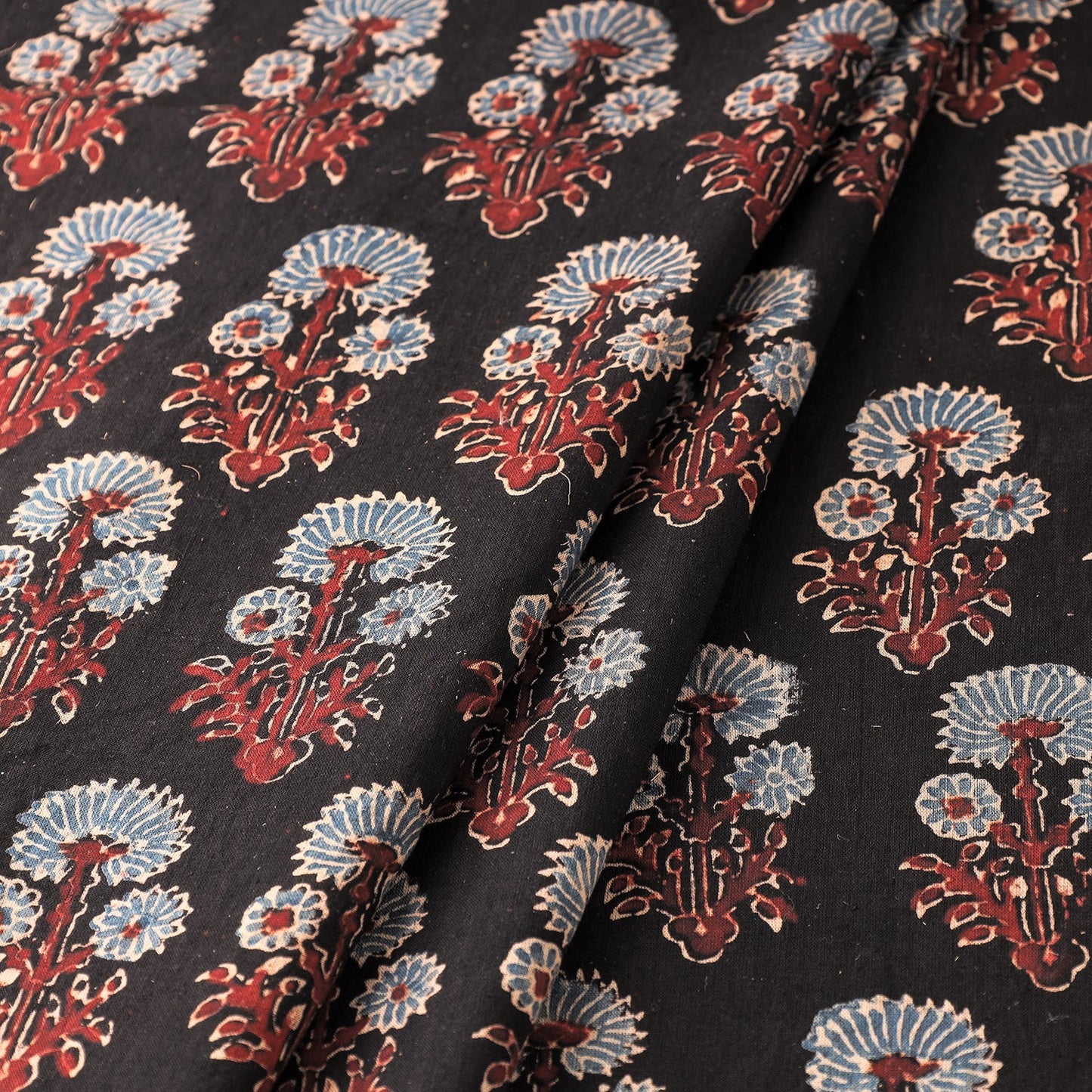 Buy Black Block Print Cotton Ajrakh Fabric