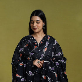  Black Cotton Hand Batik Print Dupatta