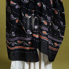 Black Cotton Hand Batik Print Dupatta