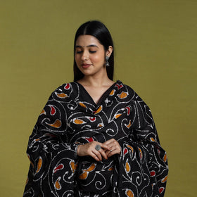  Black Cotton Hand Batik Print Dupatta