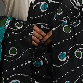  Cotton Hand Batik Print Black Dupatta