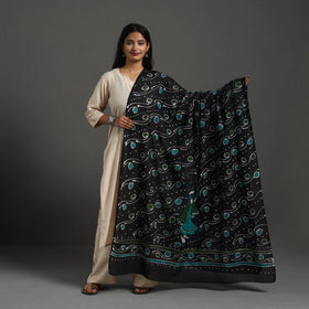  Cotton Hand Batik Print Black Dupatta